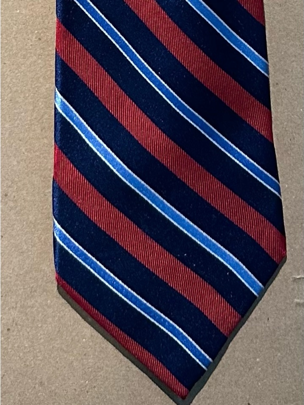 Classic Navy, Red & Light Blue Striped Men's Tie - Nautica